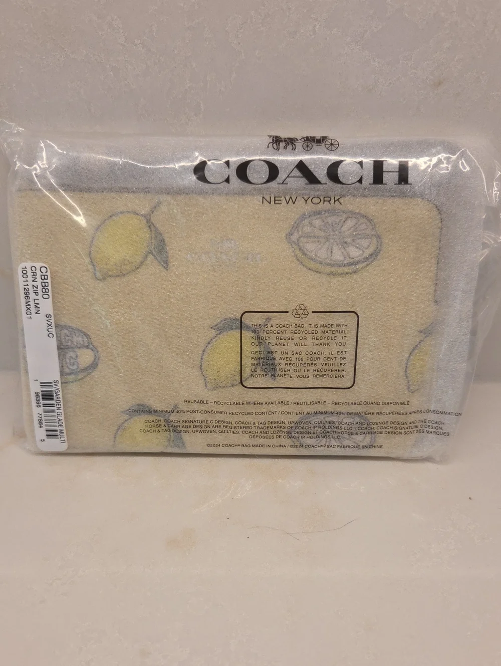 Coach Corner Zip Wristlet With Lemon Print